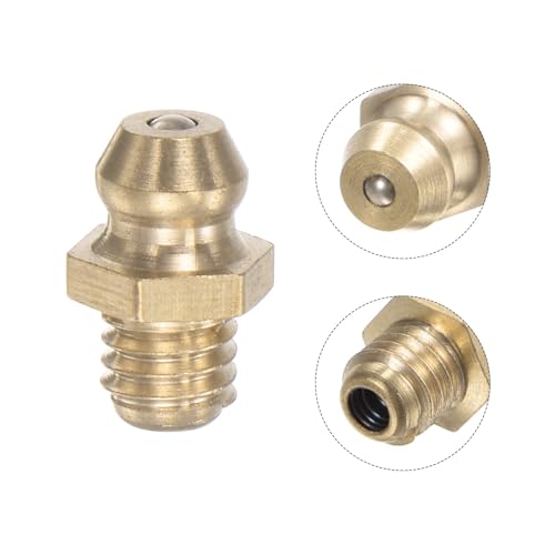 Image of uxcell Brass Straight Grease Fitting M6 x 1mm Thread Hydraulic Grease Fitting Accessories, 40Pcs