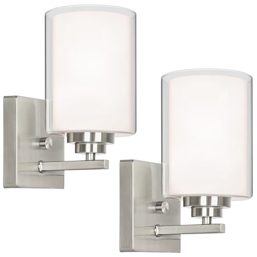 Set of 2 Brushed Nickel Wall Sconces