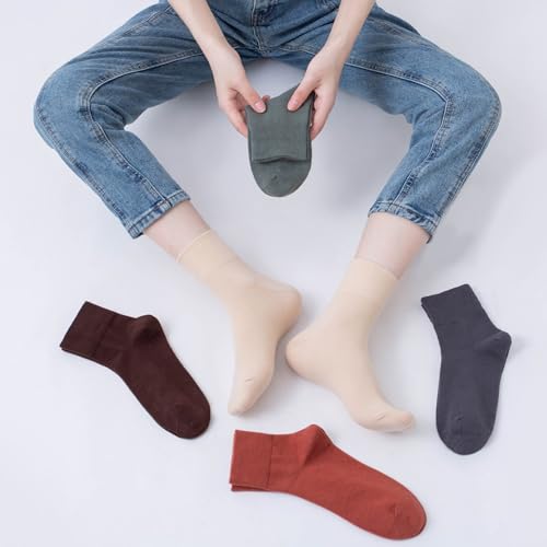 HUGSWEET Thin Soft Cotton Crew Socks for Women Ankle above Bootie Socks Gifts for Women 5-10 Pairs — view 6