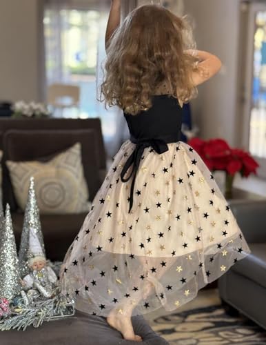 Image of Arshiner Girls Dresses Formal Party Wedding Tulle Sleeveless Contrast Mesh High Low Dress with Belt