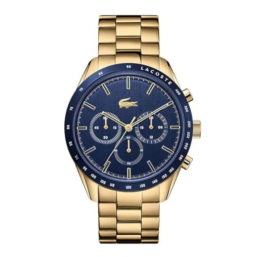 Lacoste Reloj Cronógrafo de Cuarzo para hombre Colleción BOSTON con Correa en Acero Inoxidable o cuero, Yellow Gold Link