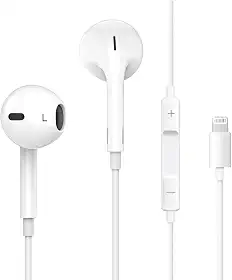 Fones de ouvido com fio Compativel conector Lightning Microfone integrado e controle remoto compatíveis com iPhone 14/13/12/11/XR/XS/X/8/SE/Pro/Pro Max Suporta todos os sistemas iOS