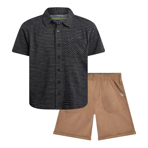 DKNY Boys Shorts Set - 2 Piece Short Sleeve Collared Button Down Shirt and Matching Shorts for Boys (Sizes: 8-12)