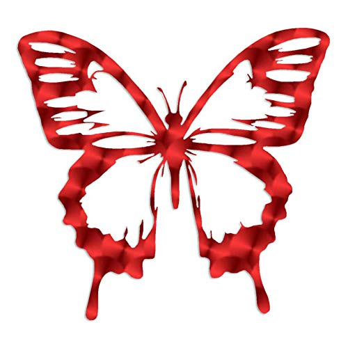 Image of Decorative Decal - Butterfly Monarch 4 inch x 3.75 inch - Red Engine Turn - Vinyl Sticker