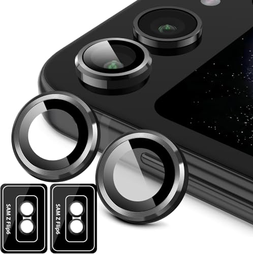 Verre trempé d'objectif photo premium avec coque en métal noir x2