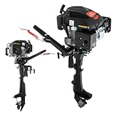 4-stroke 6HP Outboard Motor, HANGKAI Heavy Duty Outboard Boat Motor Engine Fishing Boat Engine Short Shaft Boat Motor with Air Cooling & TCI Ignition System for Rubber Boats Outdoor Exploration