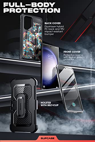 Image of SUPCASE Unicorn Beetle Pro Case for Samsung Galaxy S23 Ultra 5G (2023), [Extra Front Frame] Full-Body Dual Layer Rugged Belt-Clip & Kickstand Case with Built-in Screen Protector (CamoGlitch)
