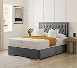 COZY HUB LTD Hilton Florida Divan Bed with 10 Inch Ortho Tufted Mattress & Plush Velvet Headboard – Luxury Divan Set with Drawer Storage Options. (Grey, 3Ft- No Drawers)