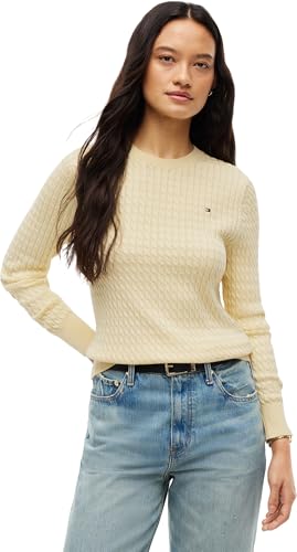 Tommy Hilfiger Damen Co Cable C-nk Ls Sweater Ww0ww44993 Pullover Sweater, Frozen Custard, S – Ansicht 1