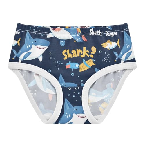 Wusikd Cartoon Sharks Blue Girls' Underwear Cotton Cute Girls Briefs Soft Toddler Underwear 2T
