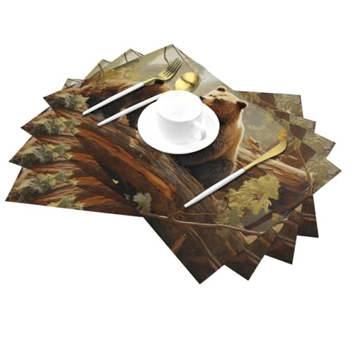 Set de table antidérapant ours en PVC résistant à la chaleur