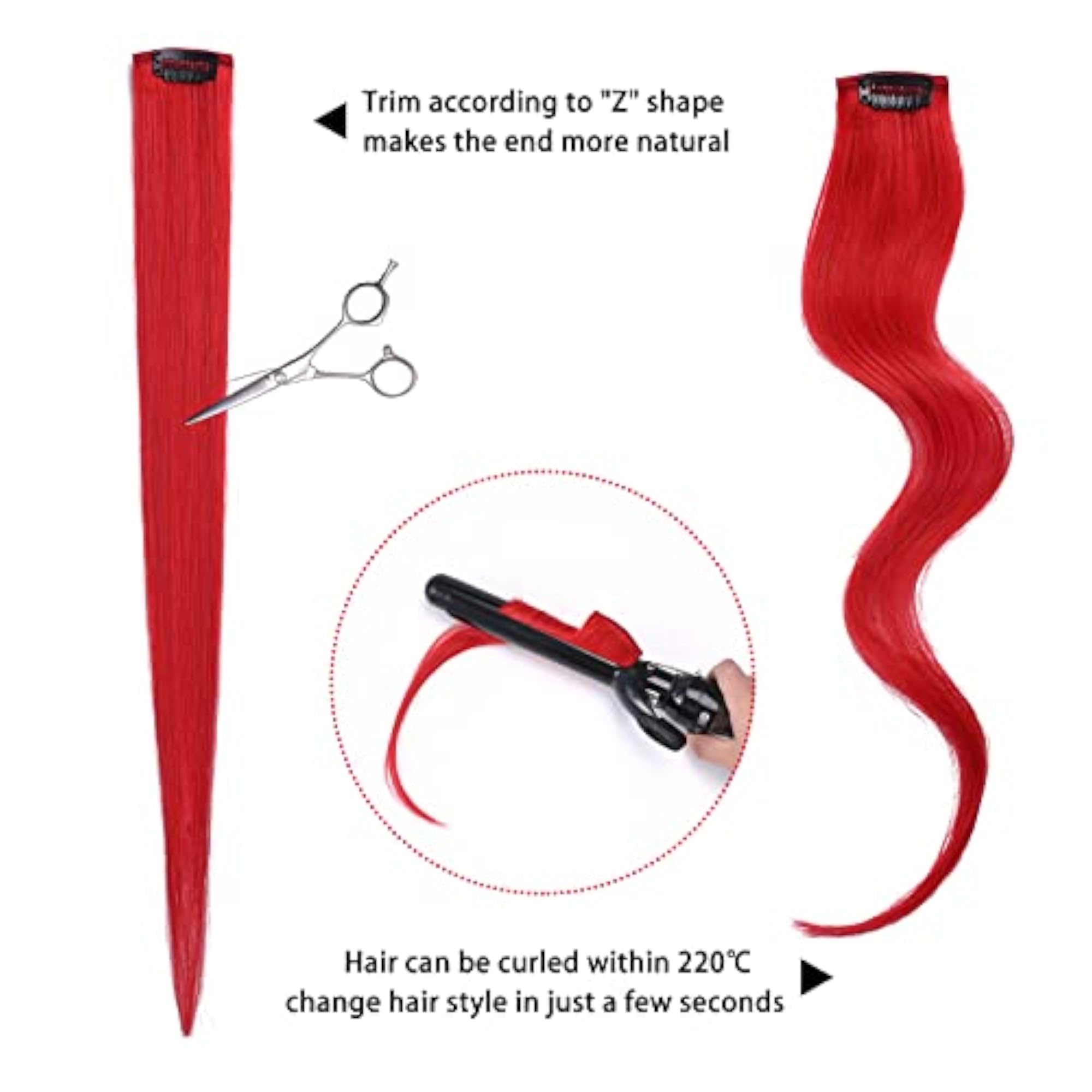 Straight Red Clip-In Human Hair Extension