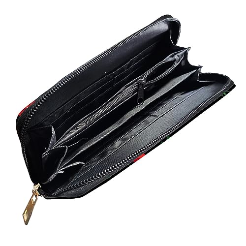 YISHOW Delicious Cherry Wallet Slim Thin Leather Purse Wallet With Zip Around Clutch Casual Handbag For Phone Key Credit Cards4