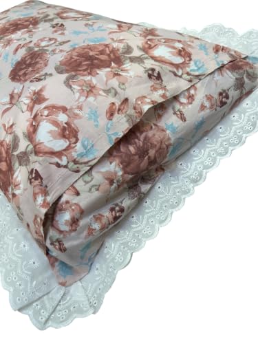 Image of VHC 100% Cotton Lace Pillow Cover /Case Set (Pack of 2)-Maroon (Rosemist)