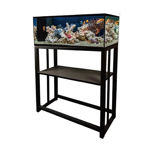 Image of Fish Tank Stand,10 Gallon Heavy Duty Metal Aquarium Stands, Reptile Tank, Turtle Tank, Breeder Tank Stand, 220LBS Capacity Terrarium Stand Rack with 2-Tier Storage Shelves (Black, 24.8 inchx9.2 inchx30 inch)