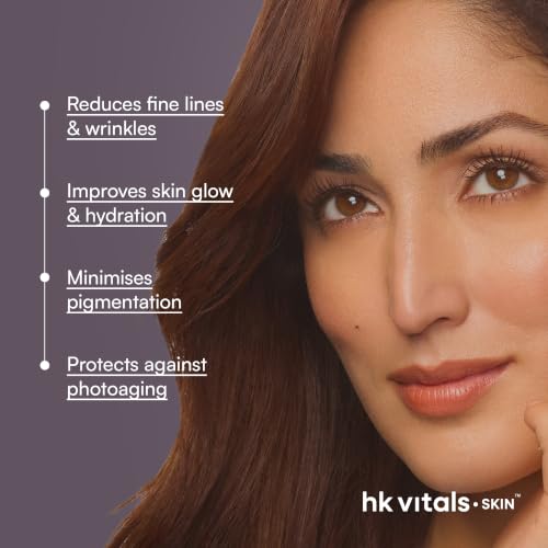 Image of hk vitals Skin Radiance Pro Marine Collagen Supplement Powder, Orange, 300g | Collagen Peptides with Vitamin C, E | For Youthful & Glowing Skin