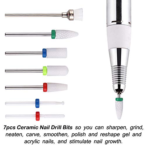 AORAEM Tungsten Carbide Nail Drill Bits Set 7Pcs Acrylic Nail File Drill Bit For Nail Electric Drilling Machine Accessory Manicure Pedicure 3/32" (#2)