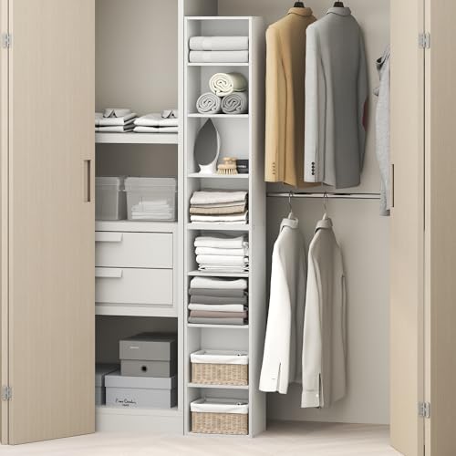 Image of Furinno PASIR 8-Tier Closet Organizers and Storage, Open Shelf, Storage Organizer, 12-Inch Width, for Closet, Bedroom, White