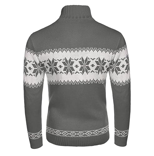 Men’s Casual Christmas Sweater Slim Fit Ugly Knitted Xmas Knitwear Holiday Knit Snowflake Pullover Sweaters4