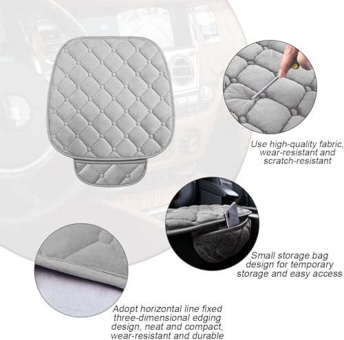 Image of Car Seat Cushion Set for Back Seat, Quilted Velvet Seat Pads with Anti-Slip Bottom and Elastic Installation Bands,3 Piece Set (Grey)