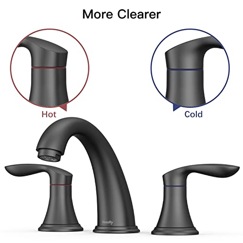 Bathroom Sink Faucet, Faucet for Bathroom Sink, Widespread Matte Black Bathroom Faucet 3 Hole with Stainless Steel Pop Up Drain and cUPC Lead-Free Hose - (Matte Black 2 Packs)