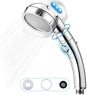 Vingtank Duschkopf, Handbrause Druckerhöhung, 3 Strahlarten Hochdruck Universal Duschbrause mit Stopp Taste Wassersparend 3-Lagen-Filtration, für Baden und Spa (Silber Chrome)