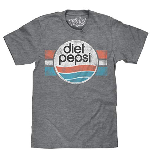 Tee Luv Diet Pepsi Shirt - Retro Pepsi Logo Graphic Tee (Graphite Heather) (XXL)