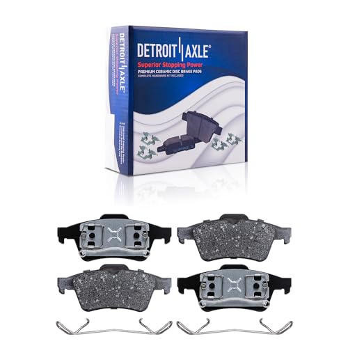Image of Detroit Axle - Rear Ceramic Brake Pads w /Hardware Replacement for 2004-2005 Mazda 3 Volvo S40, 2005 V50, 2006-2007 Mazda 5-2pc Set