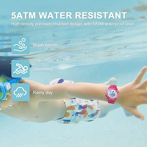Image of GOLDEN HOUR Watches for Kids Digital Sport Waterproof Boys Girls Watch Outdoor 12 /24 H Alarm EL Backlight Stopwatch Military Child Wristwatch Ages 3-15