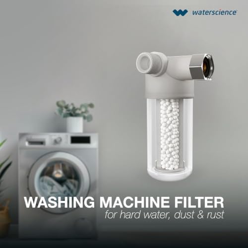 Image of WaterScience Washing Machine Filter for Hard Water, Sediments and Dust | Hard Water Softener with Hose Adapter + Washing Machine Cleaning Tablets (Pack of 12) | Combo Pack