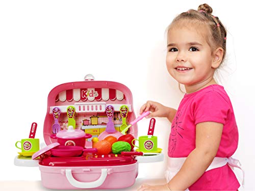 MALETA COZINHA FRUTAS E LEGUMES INFANTIL ROSA - MC18242RS