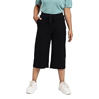 BlissClub Women Move All Day Culottes | Mid Rise Pants | Calf Length | Flat Knit Cotton