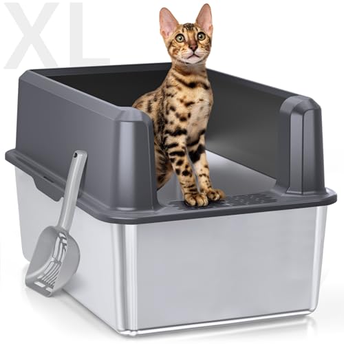 Stainless steel Litter Box with Lid, 14 XL