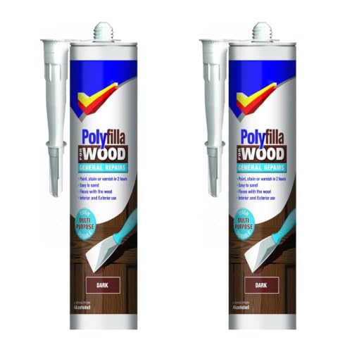 Image of HOCHSTE® Polyfilla for Wood General Repairs Dark Cartridge, 480g, Pack of 2