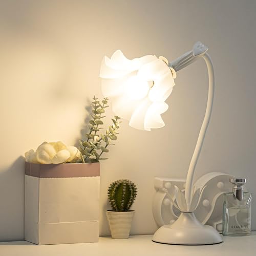 Lampe de chevet blanche bureau lecture table chambre étude enfant fleur acrylique 50 cm