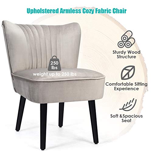 Giantex-Set-of-2-Velvet-Accent-Chair-Upholstered-Modern-Leisure-Club-Chairs-wWood-Legs-Thick-Sponge-Seat-Adjustable-Foot-Pads-Armless-Wingback-Chairs-for-Bedroom-Living-Room-2-Light-Grey 41K0PEqjofL