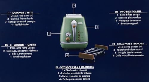 De'Longhi CTOV 2103.GR Grille-Pain, Olive