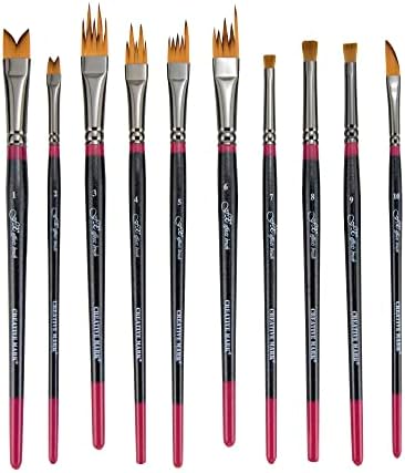 Creative Mark FX Special Effects Paint Brush Set Unique Ribbon, Multi-Line, Angular Dabber Style Professional Artist Paintbrushes for Watercolor, Thinned Acrylics & Oil Paint - Set of 10