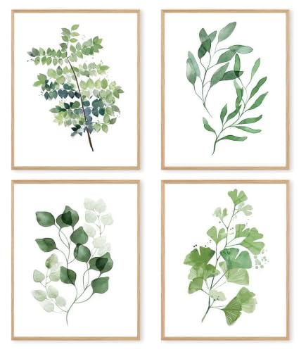Lienzo de hojas verdes de estilo minimalista y floral para la pared del salón