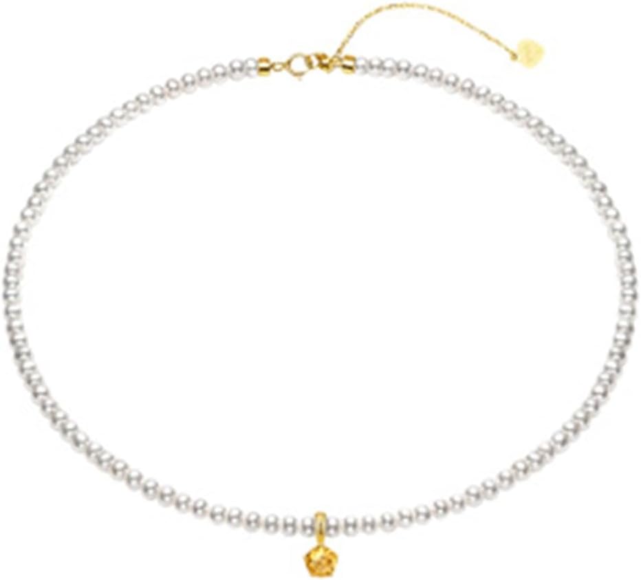 Chain Necklaces For Women, Sterling Silver 4-5mm Pearl Strands with Garnet/Peridot/Citrine/Topaz/Amethyst Pendant