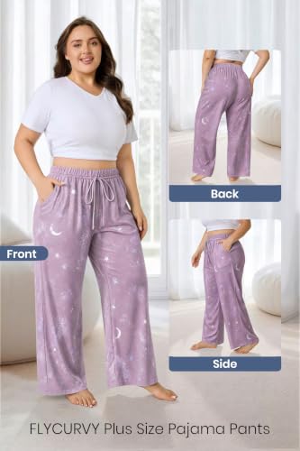 Image of FLYCURVY Plus Size Women Pajama Pants with Pocket L-5XL