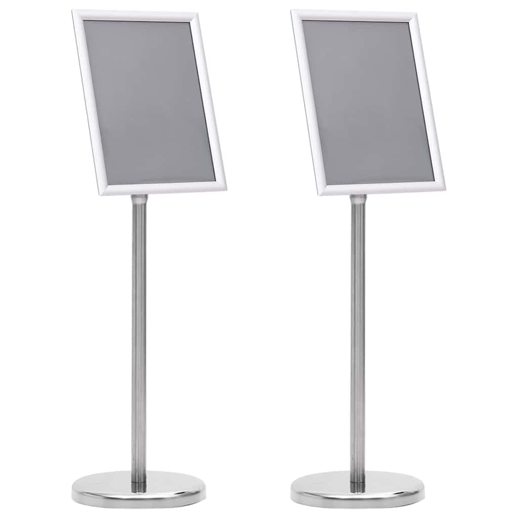 Juego de 2 soportes para carteles, aluminio, altura regulable, giratorio, resistente a la intemperie, para interiores y exteriores, expositores para tiendas, exposiciones y tiendas
