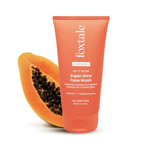 Foxtale Vitamin C Super Glow Face Wash with Papaya enzyme | Reduces Tan | Boosts Glow | Gently Exfoliates & Brightens Skin | Reduces Pigmentation | Face Wash for Men & Women- 150ml