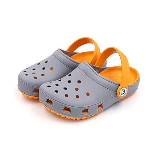 ETERNITY J. Kid's Clog Slide Sandals Garden Slip On Water Shoes Children Slide Beach Pool Shower Slippers Mules for Toddlers Boys Girls (6.5-7 M US Toddler, Grey)