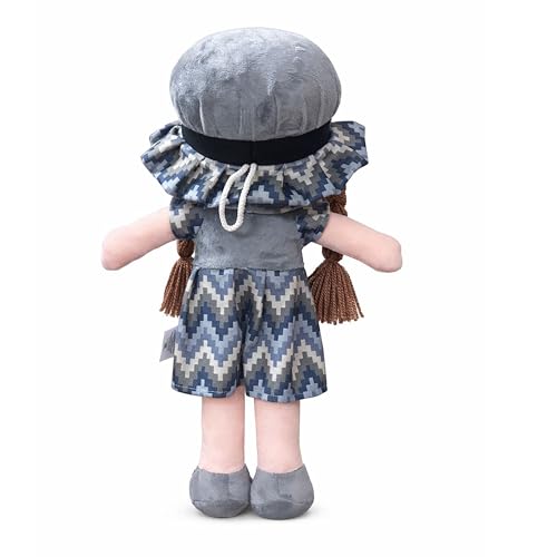 Image of Apollo Toys Soft Cloth Doll for Kids | Cute Braided Girl Plush Toy with Hat | Premium Cotton Stuffed Soft Toy for Girls | Birthday Gift for Kids | Safe & Washable Doll (Blue Dress, 50 cm) (Grey)