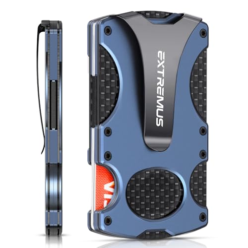 Image of Extremus Men's Wallet, Slim Tactical Wallet with Money Clip, RFID Blocking, Blue