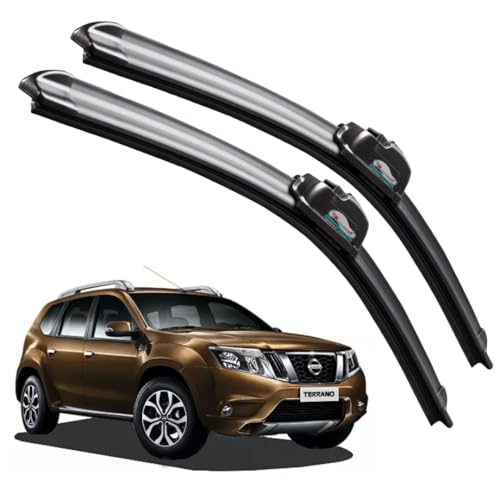 Image of Frameless Rubber Car Wiper Blades Set of 2 Compatible with (Terrano (Model : 2012-2018) (D-20,P-20))