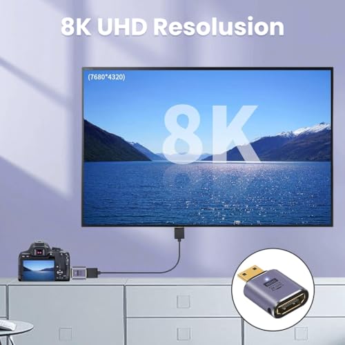 Image of Verilux 8K Mini HDMI to HDMI Adapter, Male to Female Converter, LED Indicator Design, HDR 3D Dolby 48Gbps, Compatible for Monitor, Desktop, Projector, Laptop Game Console