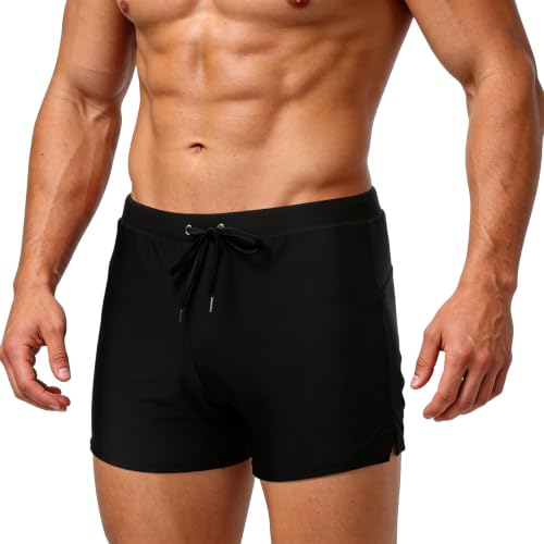 Image of BBXWANG Swimming Shorts Men Quick Dry Mens Swimming Trunks Stretchy Beach Board Short Boxer Swimwear with Drawstring (UK, Alpha, M, Regular, Regular, Black)