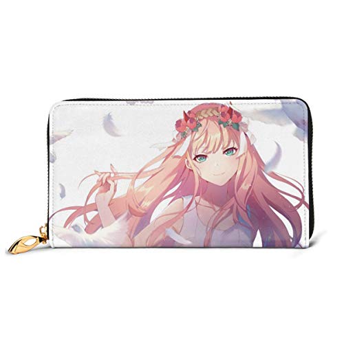 Preisvergleich Produktbild FranXX Zero Geldbörse aus echtem Leder, mit Reißverschluss, Münzfach, Kartenhalter, großes Fassungsvermögen für Männer und Frauen